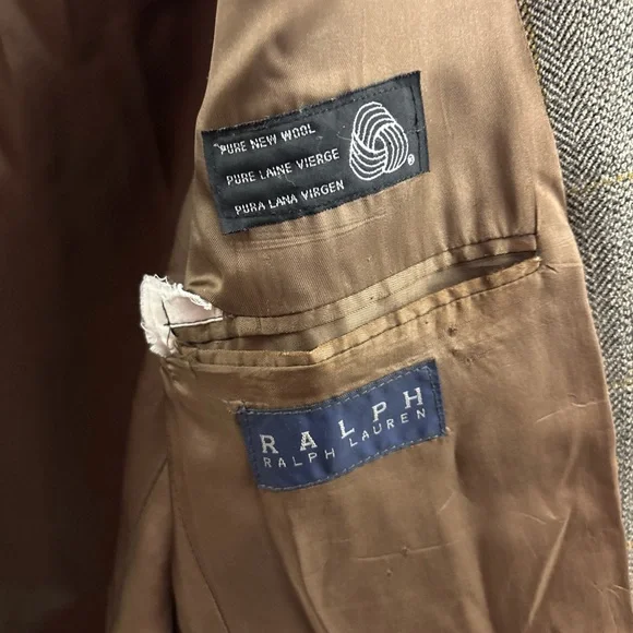 Vintage Polo Ralph Lauren Blazer Mens 40R Brown Wool Check Tweed Sport Coat - Picture 6 of 15